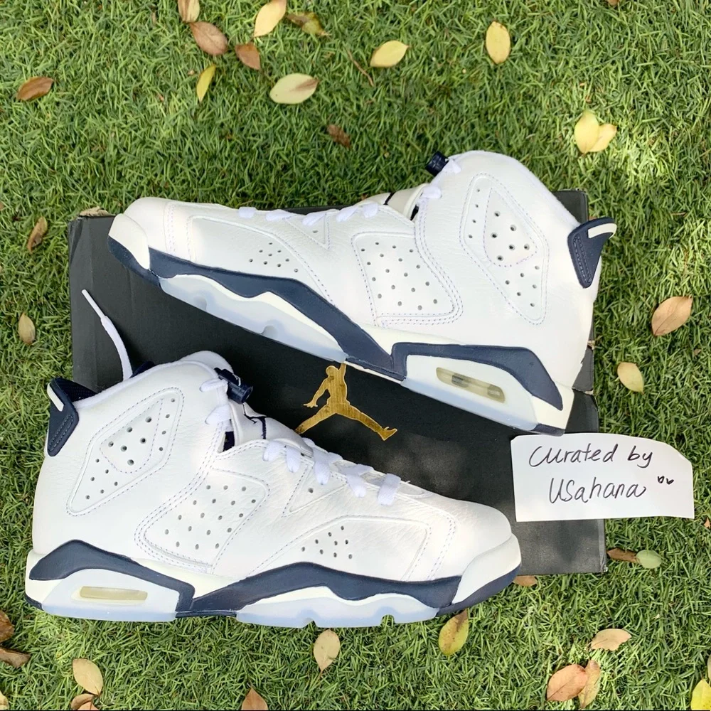 Nike Air Jordan 6 GS retro white Midnight navy shoes - Picture 5 of 5